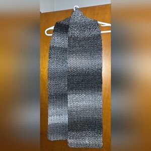 Handmade Long Gray and Black Knit Scarf